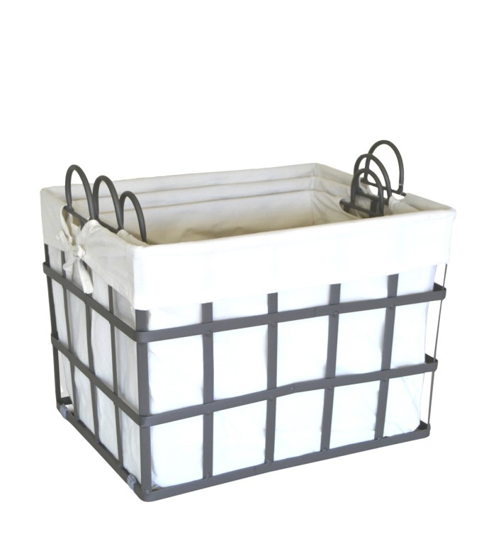 Set of 3 metal laundry baskets 50 x 40 x 40 / 45 x 35 x 38 / 40 x 30 x 35