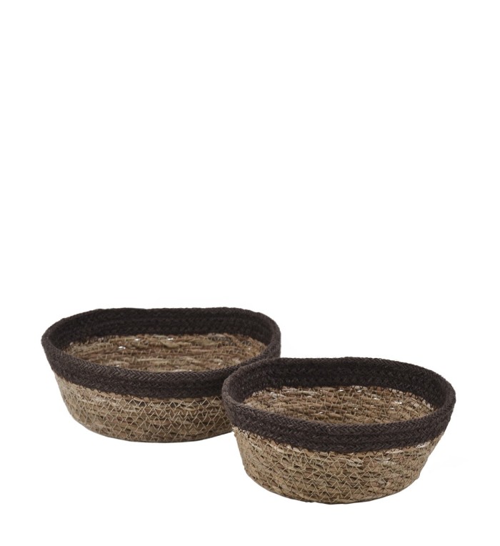 Set de 2 paniers en jute marron 20 x 17 x 8 / 19 x 15 x 7