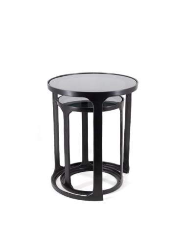 ANTIQUE - Set of 2 Nesting aluminum tables 40 x 40 x 48 / 30 x 30 x 40