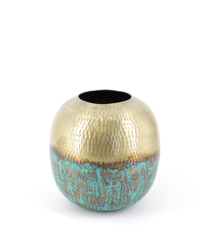 ANTIQUE - VASO GRANDE BRONZE E VERDE 24 x 24 x 24