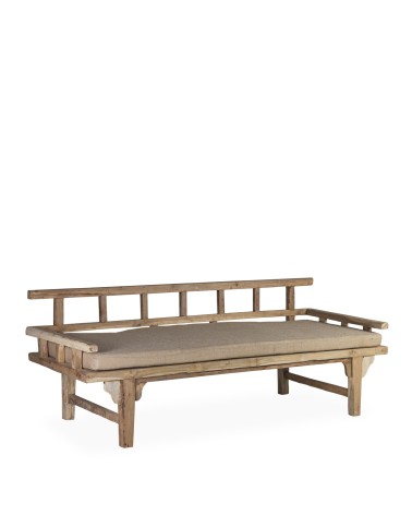 Recycled teak bed bench with cushion 200 x 80 x 75