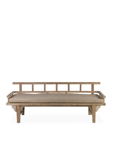 Recycled teak bed bench with cushion 200 x 80 x 75