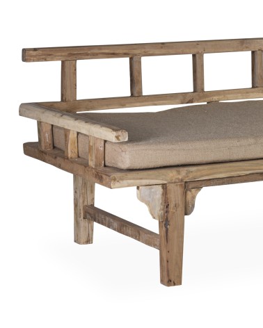 Recycled teak bed bench with cushion 200 x 80 x 75