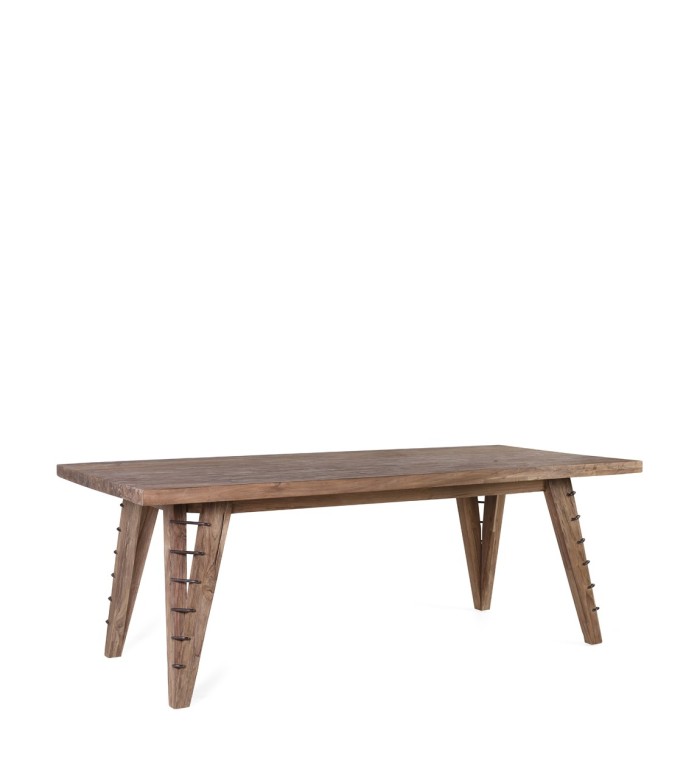 ORLANDO - Teak and iron dining table 220 x 100 x 78