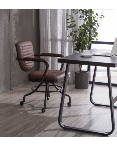 DETROIT - Height-adjustable iron and PU armchair 60 x 58 x 83-100