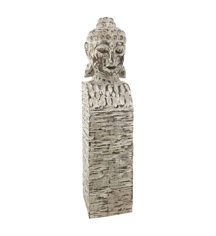 ETHNIC - Pedestal de madera Buda 15 x 15 x 75