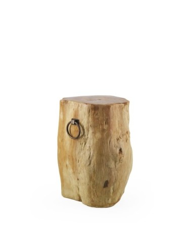 Solid teak stool with ring 35 x 35 x 45