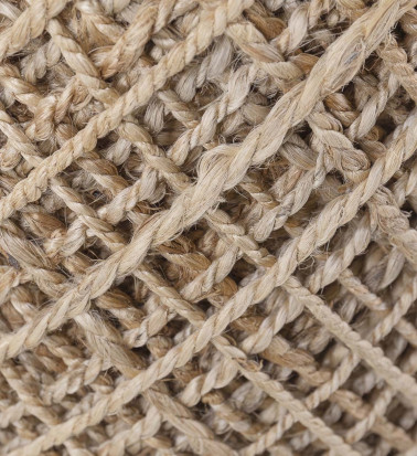 SINTRA - Beige jute pouf 40 x 40 x 45