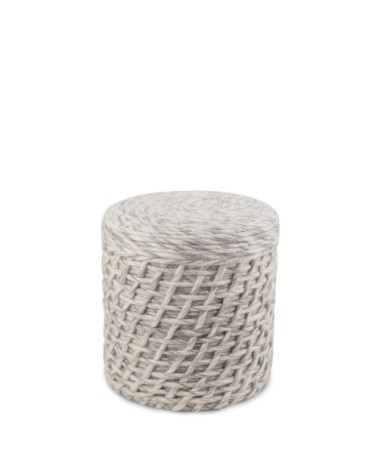 SINTRA - Wool pouf 40 x 40 x 45