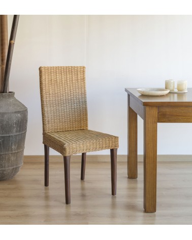 RATTAN - Mahogany and rattan chair 45 x 47 x 100