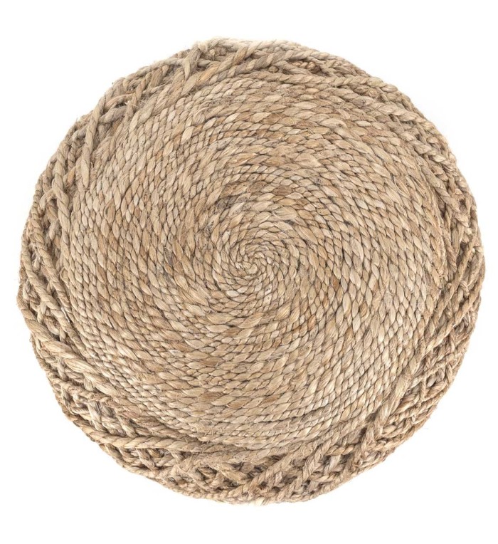 SINTRA - Beige jute pouf 40 x 40 x 45