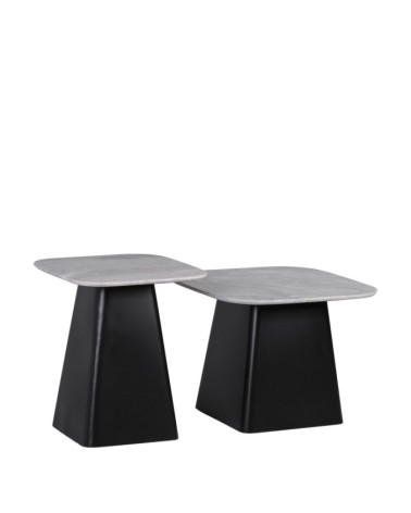 Set de 2 tables d'appoint en fer 40 x 40 x 47 / 50 x 50 x 40