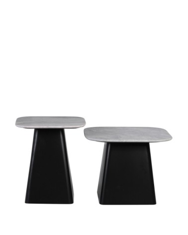 Set de 2 tables d'appoint en fer 40 x 40 x 47 / 50 x 50 x 40