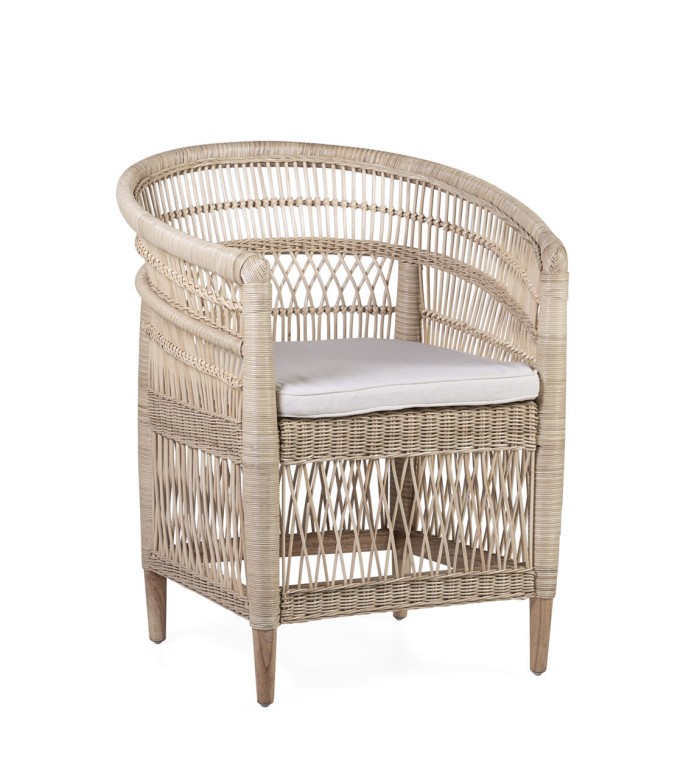 RATTAN - Rattan armchair with cushion 68 x 62 x 84