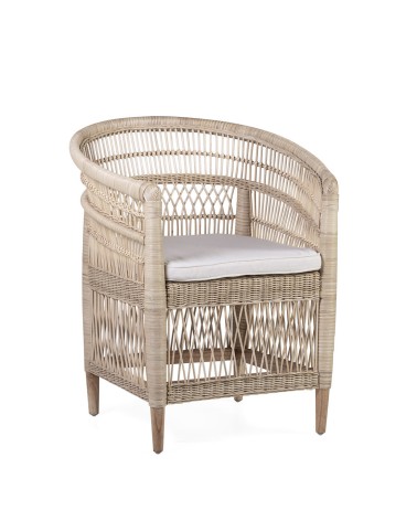 RATTAN - Rattan armchair with cushion 68 x 62 x 84