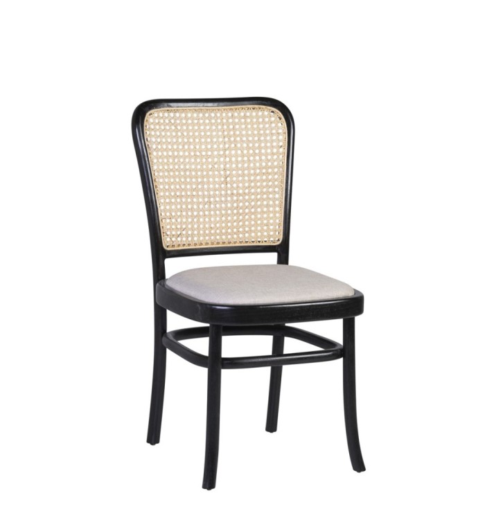 Teak and rattan upholstered chair 45 x 52 x 86