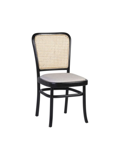 Teak and rattan upholstered chair 45 x 52 x 86