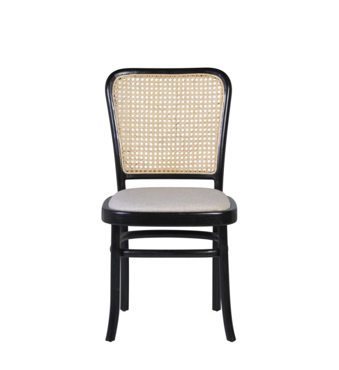 Teak and rattan upholstered chair 45 x 52 x 86