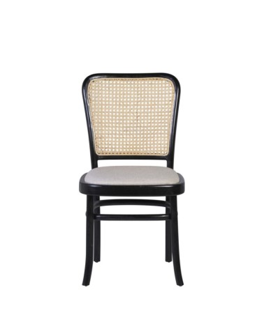 Teak and rattan upholstered chair 45 x 52 x 86