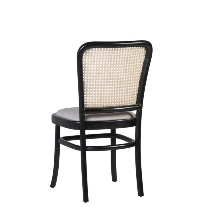 Teak and rattan upholstered chair 45 x 52 x 86