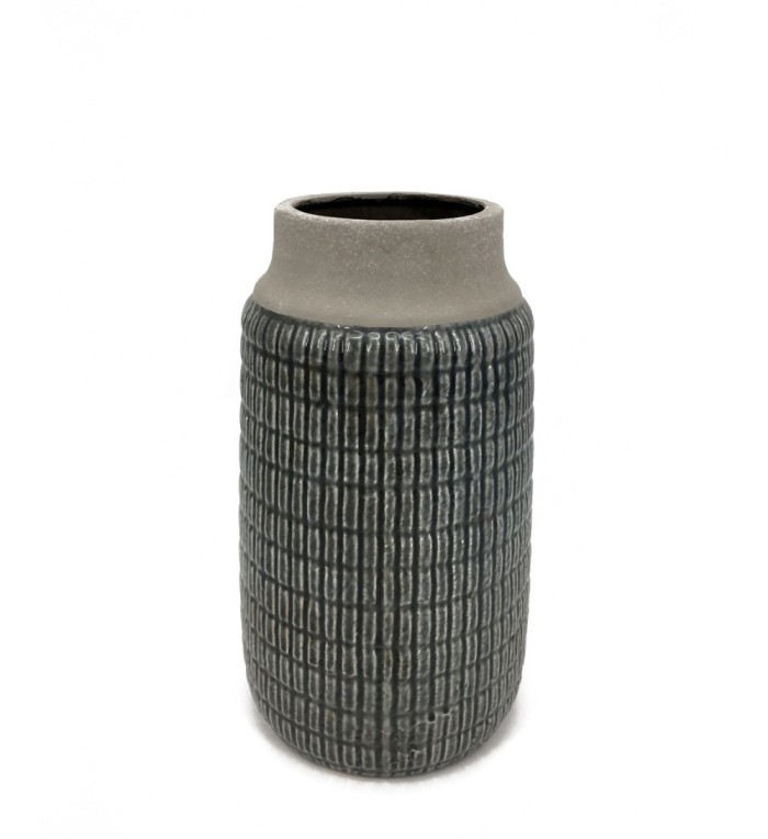 TIAN - Jarrón de cerámica gris 20 x 20 x 33