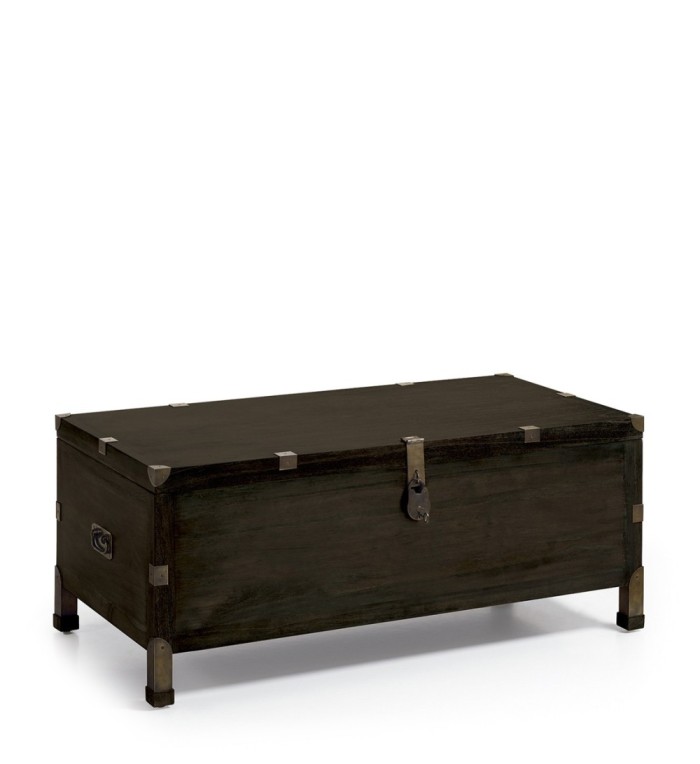 INDUSTRIAL - Baúl de madera color negro 120 x 60 x 50