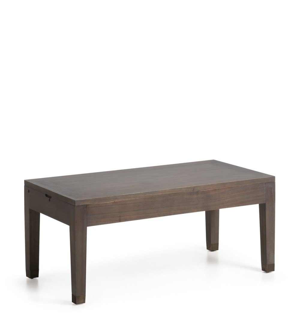 SPARTAN - Mesa de centro de madera color marrón 110 x 55 x 45-65