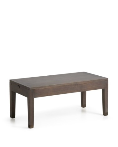 SPARTAN - Mesa de centro de madera color marrón 110 x 55 x 45-65