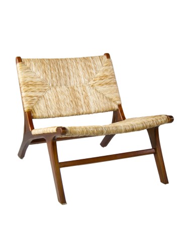 RATTAN - Fauteuil en teca et pandan 60 x 83 x 75