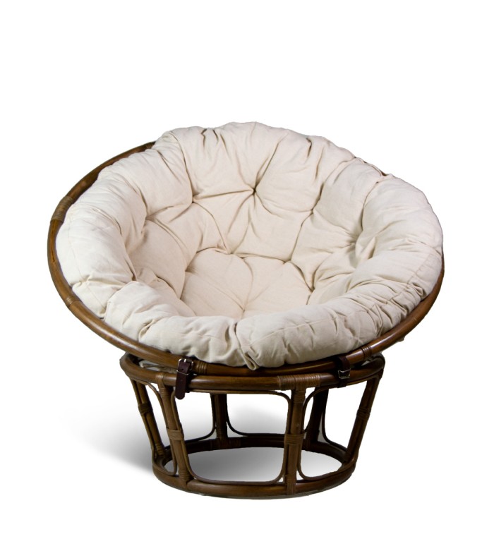 RATTAN - Poltrona papasan com almofada 100 x 100 x 75