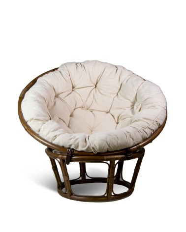 RATTAN - Fauteuil papasan avec coussin 100 x 100 x 75