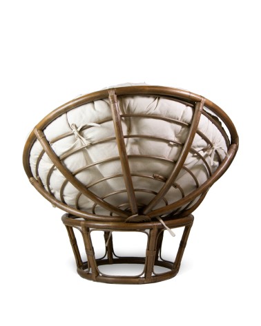 RATTAN - Fauteuil papasan avec coussin 100 x 100 x 75