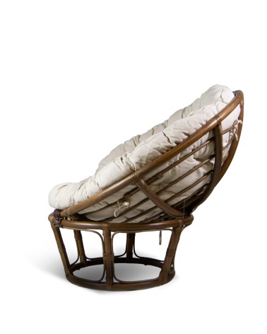 RATTAN - Fauteuil papasan avec coussin 100 x 100 x 75