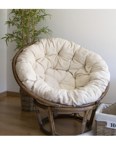 RATTAN - Fauteuil papasan avec coussin 100 x 100 x 75