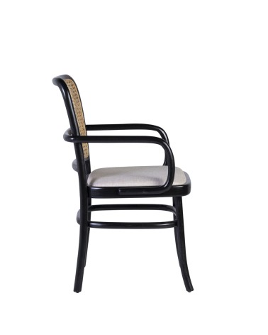 Fauteuil en teck et rotin rembourré  56 x 59 x 87