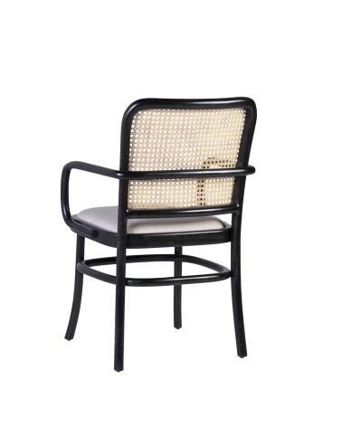 Teak and Rattan Upholstered armchair  56 x 59 x 87