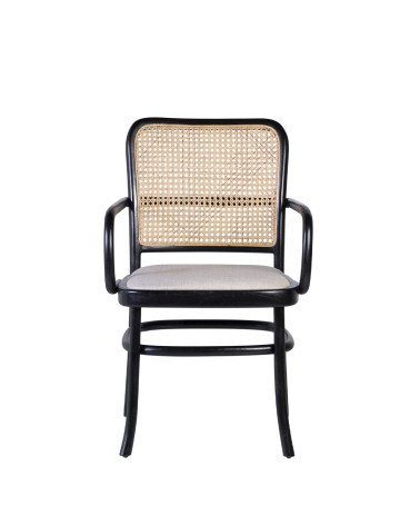 Teak and Rattan Upholstered armchair  56 x 59 x 87