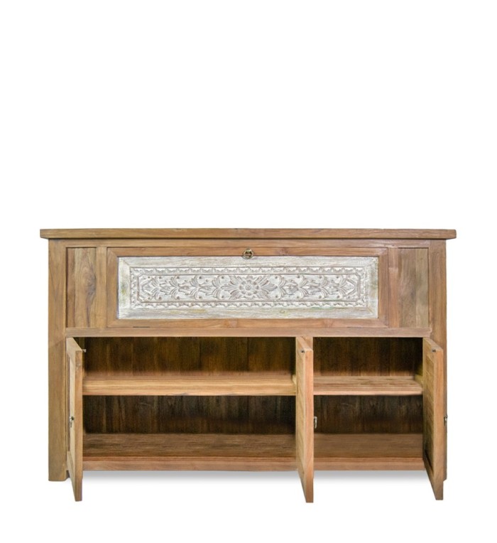 MERIDA - Buffet en teck sculpté 160 x 45 x 110