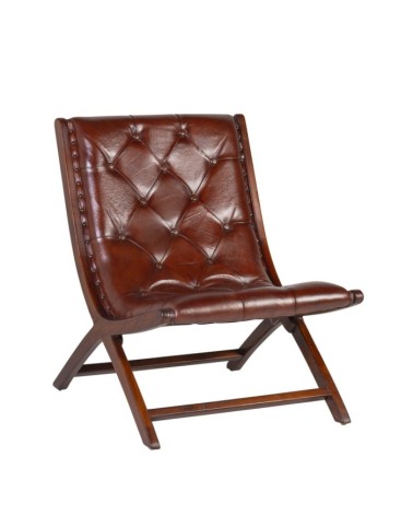 Teak and leather armchair 67 x 80 x 85