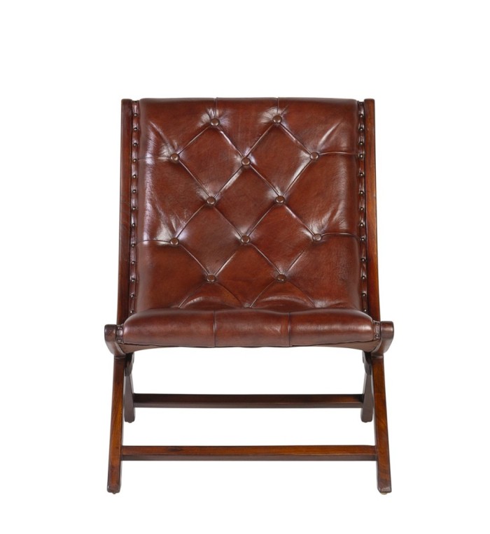 Teak and leather armchair 67 x 80 x 85