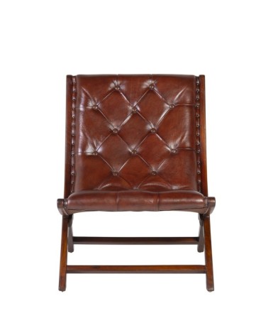 Teak and leather armchair 67 x 80 x 85