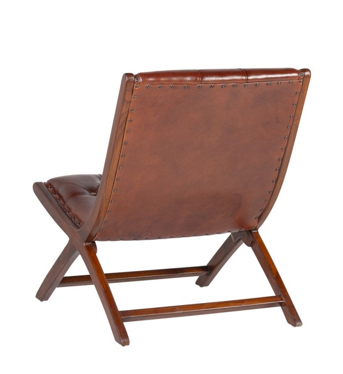 Teak and leather armchair 67 x 80 x 85