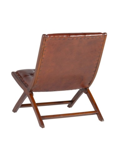 Teak and leather armchair 67 x 80 x 85