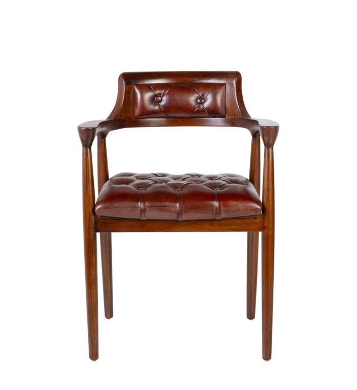 Teak and leather armchair 60 x 57 x 80