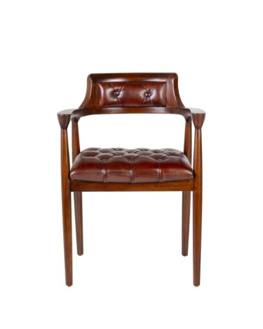 Teak and leather armchair 60 x 57 x 80