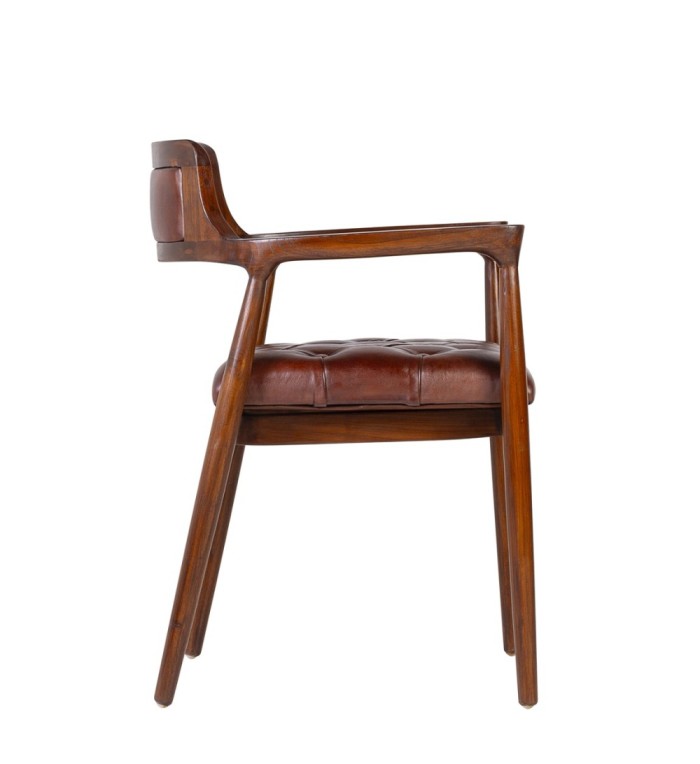 Teak and leather armchair 60 x 57 x 80