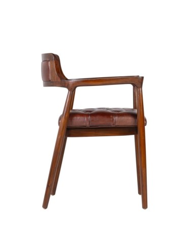 Teak and leather armchair 60 x 57 x 80