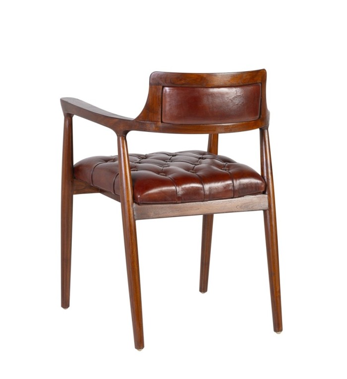 Teak and leather armchair 60 x 57 x 80