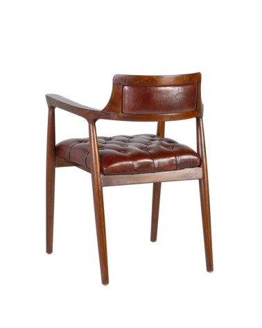 Teak and leather armchair 60 x 57 x 80