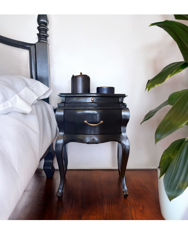 VINTAGE - Black mahogany side table 57 x 40 x 70